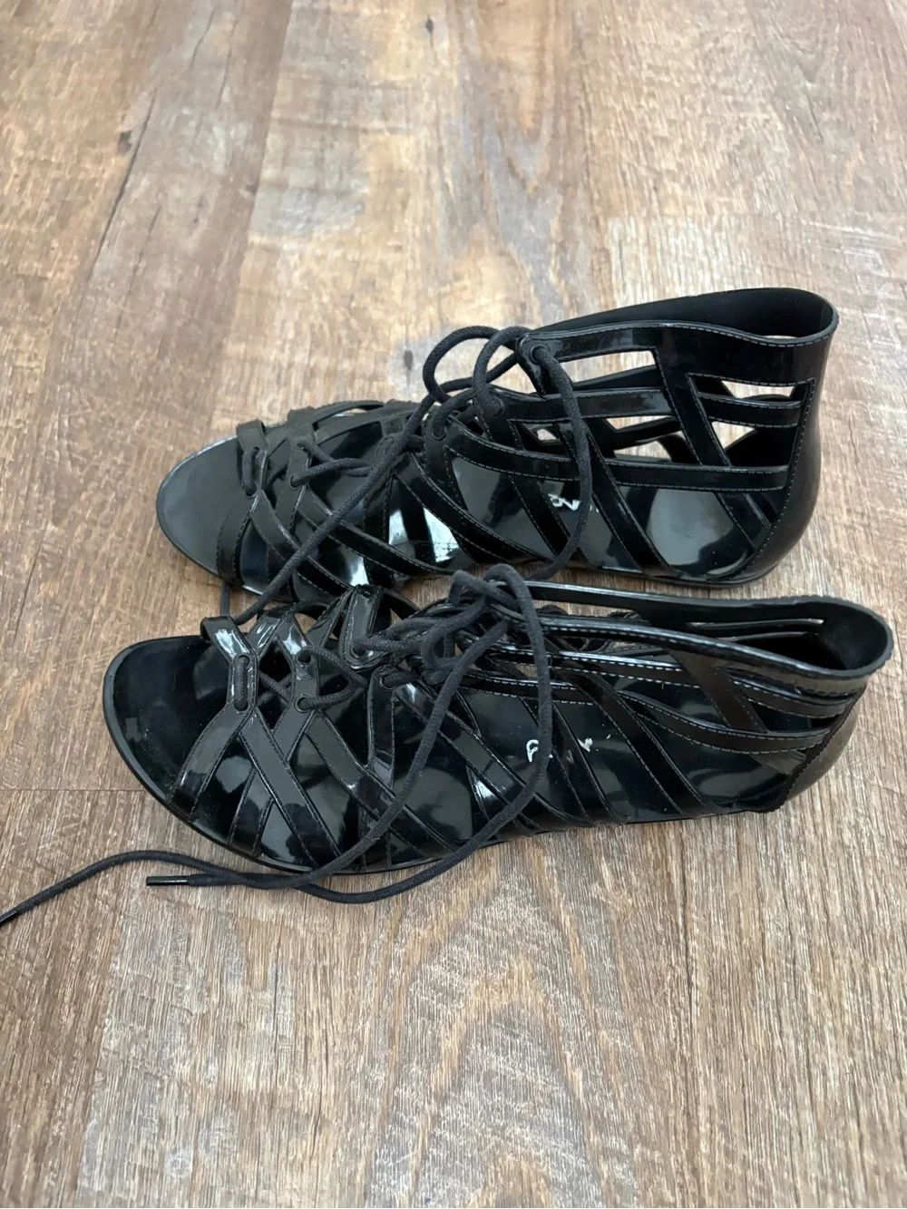 Black Lace-Up Women's Gladiator Sandals